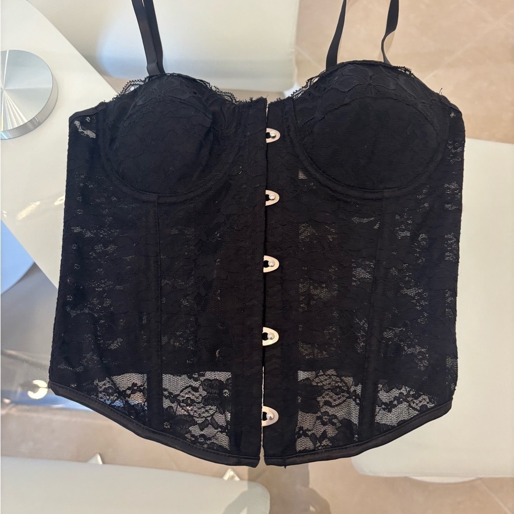 Black Lace Corset Top Small